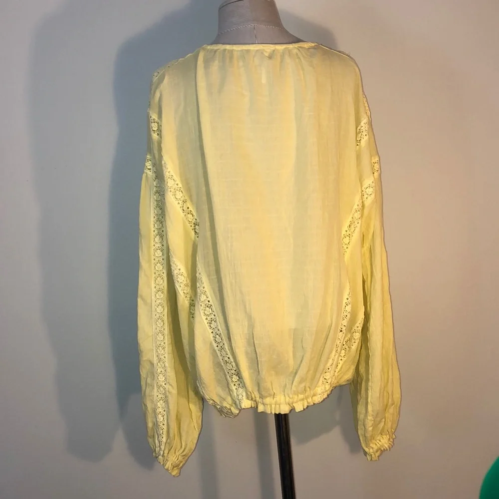 Free People yellow Maria Maria Peasant Blouse size large - Picture 6 of 12